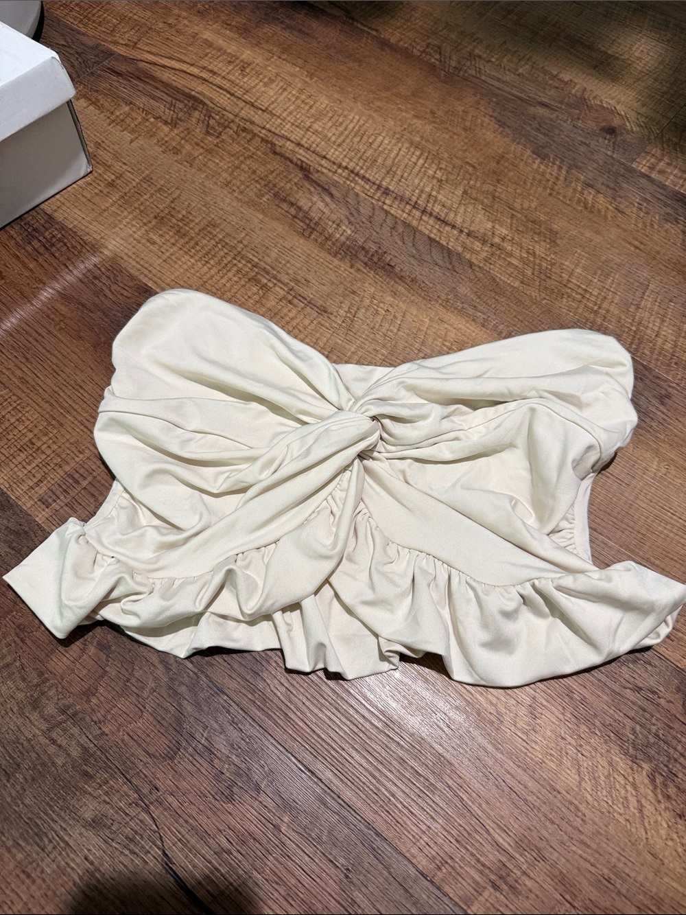 Cream Ruffle Twist Bandeau Top